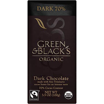 Green & Black's Organic 70% Dark Chocolate Candy Bars, 3.5 Ounce (Pack of 6)