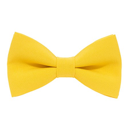 Classic Pre-Tied Bow Tie Formal Solid Tuxedo, by Bow Tie House (Large, Yellow)