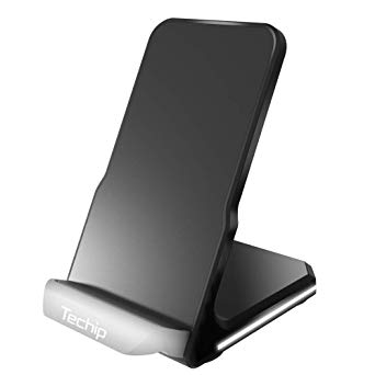 Wireless Charger, Techip Qi Wireless Charging Stand, 10W Fast Charge Compatible Samsung Galaxy S9/S8 Plus,S9,S8,S7,S7/S6 Edge,Note 8/5 & 5W Standard for iPhone X/8/8 Plus (No AC Adapter)