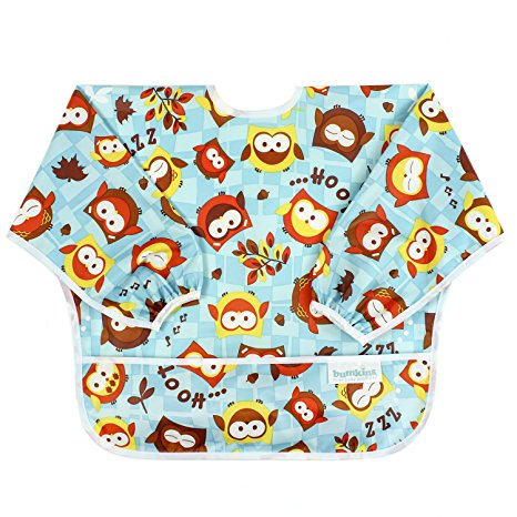 Bumkins Waterproof Sleeved Bib, Owls (6-24 Months)