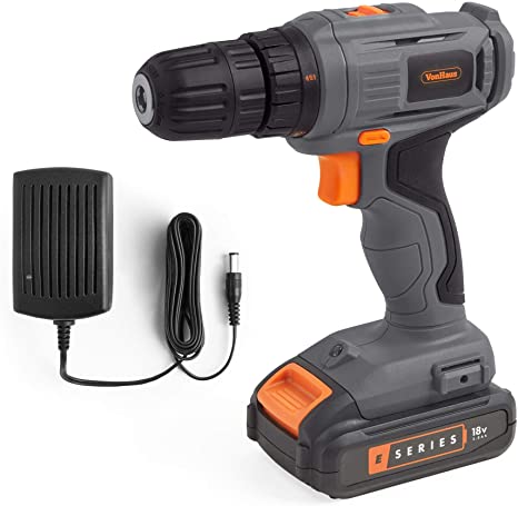 VonHaus E-Series Cordless Drill Driver – 18V Electric Drill with Variable Speed Trigger – Handheld DIY Tool for Drilling, Tightening & Loosening - Battery and Charger Included