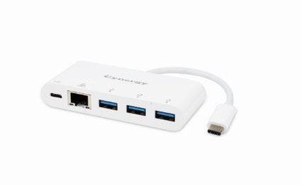 Cynergy 3 Port Ethernet Hub USB C with USB C for Macbook 12 Inch with Retina Display and Chromebook Pixel