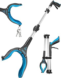 Kekoy 36'' Litter Pickers for Adults, Extra Long Portable Grabber Stick for Elderly, Helping Hand Grabber for Disabled Aid Picker Upper Grabber（Sky Blue, 91cm）