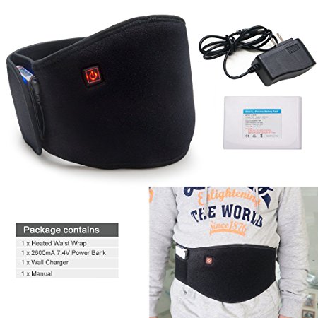 ARRIS Heating Waist Belt / Lower Back Heat Therapy Wrap / Heated Belt / 7.4V Rechargeable Battery Powered for Pain Relief Muscle Strain Back Warmer