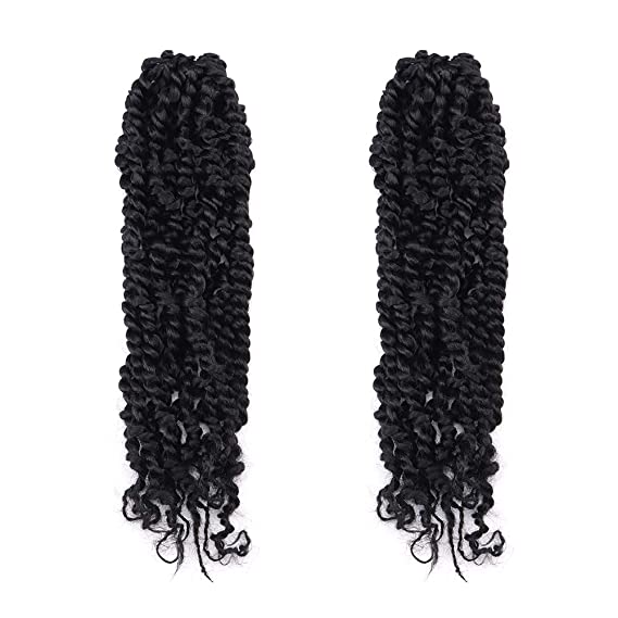 Toyotress Tiana Passion Twist Hair - 14 inch 2 Pcs Pre-twisted Crochet Braids Natural Black, Synthetic Braiding Hair Extension (14 Inch, 1B)
