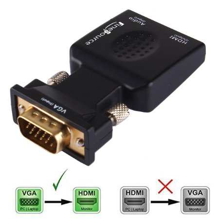 FineSourcereg VGA Male to HDMI Female 1080P VGA to HDMI Converter Adapter Box Audio Port VGA Extension Cable Mini USB Power Cable 35mm Audio Cable Included