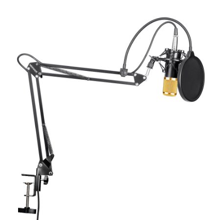 Neewer® NW-800 Professional Studio Broadcasting Recording Condenser Microphone & NW- 35 Adjustable Recording Microphone Suspension Scissor Arm Stand with Shock Mount and Mounting Clamp Kit