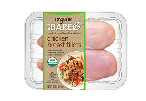 Just BARE Chicken, Organic Boneless Skinless Breast Fillets, 1 lb