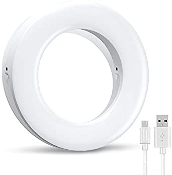 Selfie Ring Light, Oternal Rechargeable Portable Clip-on Selfie Fill Light with 36 LED for iPhone Android Smart Phone Photography, Camera Video, Girl Makes up (White B)