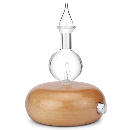 Nebulizing Pure Essential Oil Diffuser for Aromatherapy Home Fragrance Products Light-colored Wood Base and Glass Reservoir No Heat No Water No Plastic