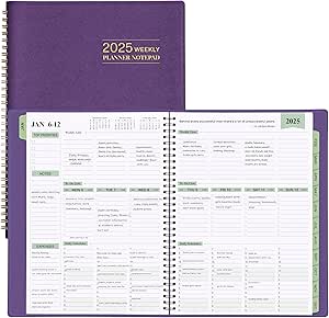 2025 Planner - 3 Layer Down Planner 2025, 11.38'' x 8.74'', Weekly & Monthly Planner, JAN 2025 - DEC 2025, Hourly Appointment Book, to Do List, Monthly Tabs, Faux Soft Leather, Back Pockets - Purple