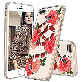 iPhone 8 Plus Case, iPhone 7 Plus Clear Case, MOSNOVO Fashion Snake with Roses Printed Clear Design Plastic Hard Case with TPU Bumper Case Cover for Apple iPhone 7 Plus / iPhone 8 Plus (5.5 Inch)