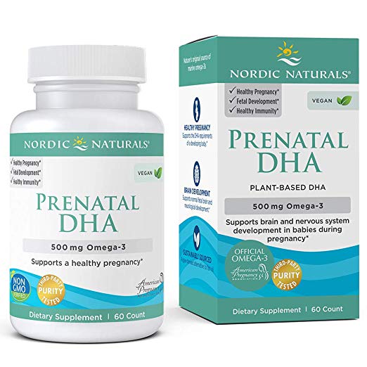 Nordic Naturals Vegan Prenatal DHA - Vegetarian Prenatal DHA Supplement Supports a Healthy Pregnancy and Optimal Brain Development in Babies*, 60 Soft Gels
