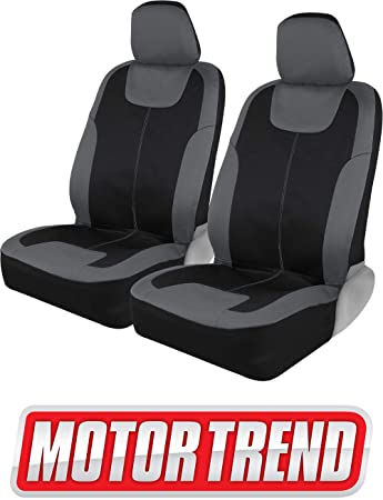 Motor Trend Perfect Symmetry Neoprene Car Seat Covers for Front Seats, Gray - Waterproof Foam Lining Guards Against Liquids, Universal Fit for Car Truck Van SUV