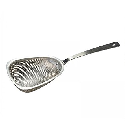 Winco CODS-7, 18-Inch Large Scoop Colander, Round Stainless Steel Scoop Strainer, Slotted Spoon