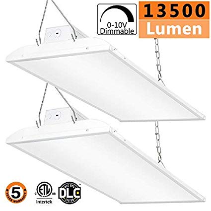 LED High Bay Light 2FT,96W 0-10V Dimmable [250W-350 Equivalent] 13500lm 5000K Daylight IP65 Waterproof Industrial Grade Warehouse Hanging Light Workshop Lamp cETLus Listed-96W-2Pack-L