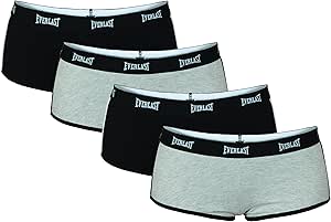 Everlast Womens Cotton Spandex Boy Shorts Underwear Comfortable Panties 4 Pack (Regular Size) Boy Short Panties