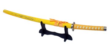 39.5" Sword Yellow & Orange Dragon Design Samurai Katana with Stand