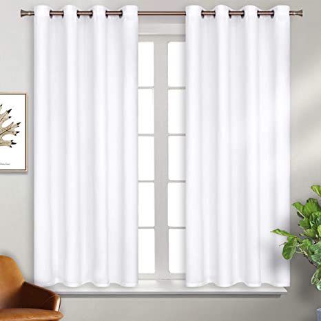 BGment Blackout Curtains for Bedroom - Grommet Thermal Insulated Room Darkening Curtains for Living Room, Set of 2 Panels (52 x 54 Inch, Pure White)