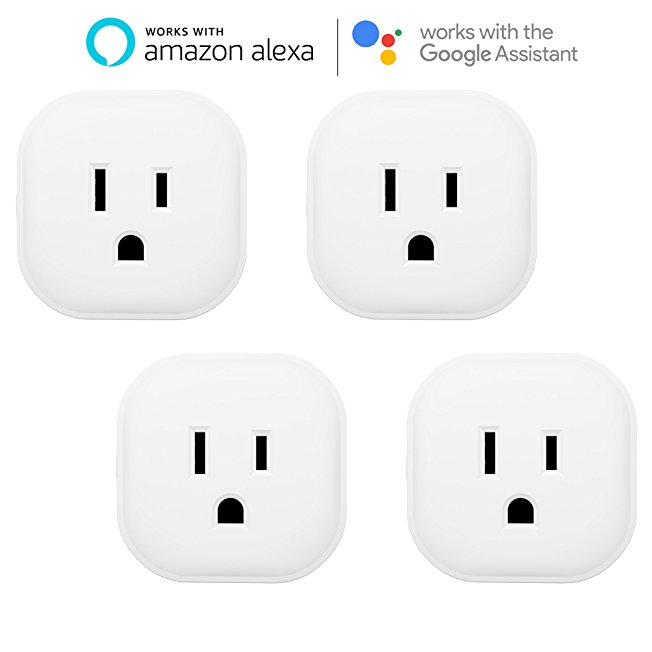 WiFi Smart Plug, Maxcio Mini Wireless Mini Remote Control Outlet with Timing Function, Works with Alexa and Google Home, No Hub Required - 4 Packs