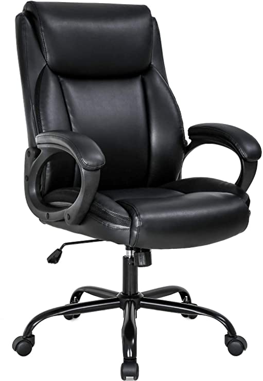 Ergonomic Desk Chair, PU Computer Chair with Lumbar Support Arms, Office Chair for High Back Executive Leather Task (X-Large)