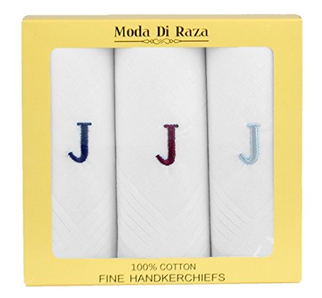 Moda Di Raza - Men's Cotton Monogrammed Handkerchiefs Initial Letter Hanky