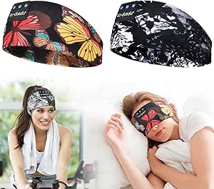 LC-dolida Bluetooth Sleep Mask with Floral Headphones for Sleeping, Sports, Side Sleepers, and Travel