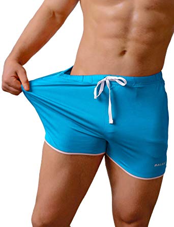 BALEAF Men's 3 Inches Bodybuilding Workout Shorts Drawstring Running Shorts Zipper Pockets