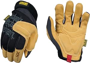 Mechanix Wear: Material4X Padded Palm Synthetic Leather Work Gloves - Impact Protection, Absorbs Vibration (XX-Large, Brown/Black)