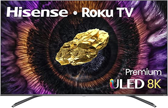 Hisense ULED 8K Premium 75U800GR Quantum Dot QLED Series 75-Inch Native 120Hz Roku Smart TV with Alexa Compatibility (2021)