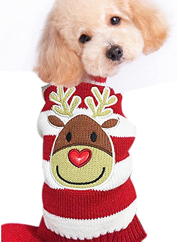 HAPEE Dog Sweaters for Christmas Santa Pet Cat Clothes,Dog Accessories, Dog Apparel