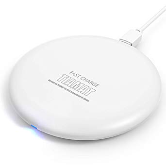 Tiamat Wireless Charger Station, Wireless Charging Pad, Ultra Slim Fast Charge, Qi Certified 7.5W , 10W for Samsung Galaxy S9/S9 /S8/S8 /S7/Note 8 More - White