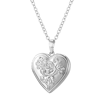 U7 Women Girls Heart Shaped Platinum/Gold/Rose Gold Plated Locket Pendant Necklace