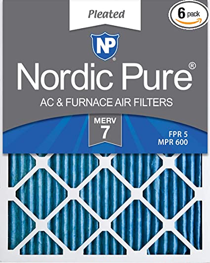 Nordic Pure 18x20x1 MERV 7 Pleated AC Furnace Air Filters, 18x20x1M7-6, 6 Pack