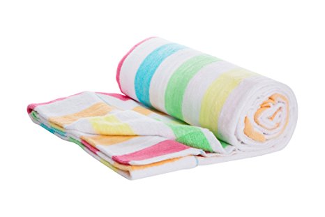 Henry and Bros. Ex-Large Rainbow Beach Towel Blanket (Twin; 55" X 75", Relaxed Rainbow Stripe)
