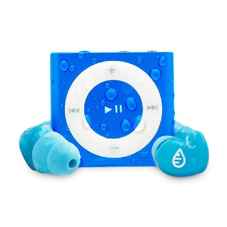 Waterfi 100% Waterproofed iPod Swim Kit With Short Cord Waterproof Headphones Included - No Case Needed (Blue)