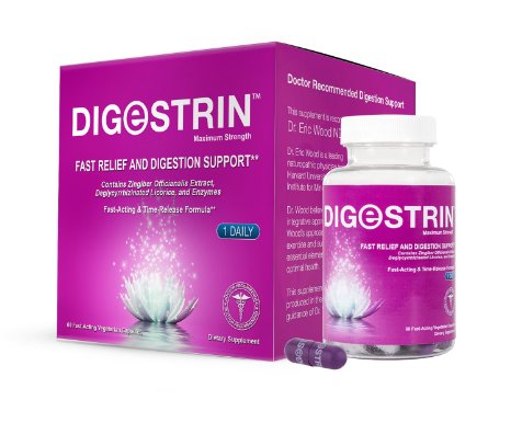Digestrin with DGL - Acid Reflux GERD and Heartburn Support Supplement - Fast Relief and Digestive Aid Pills - Digestion Aid with Enzymes - 60 Vegetarian Capsules