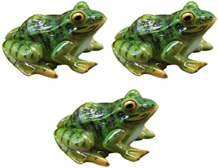 DOITOOL 3PCS Resin Frog Figurine Green Frog Statue Collectible Figurines Model Sculpture Indoor Outdoor Garden Statue Decor