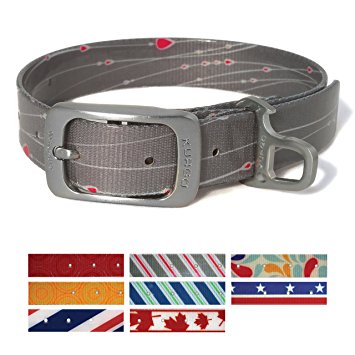 Kurgo Muck Collar Waterproof Dog Collar - Blue, Red, Orange, Grey, Multi Color, Patriotic, Union Jack and Maple Leaf