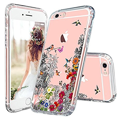 iPhone 6 Case, iPhone 6s Clear Case, MOSNOVO Floral Humming Bird Flower Clear Design Transparent Plastic Hard Slim Case with Soft TPU Bumper Protective Case Cover for Apple iPhone 6 6s (4.7 Inch)