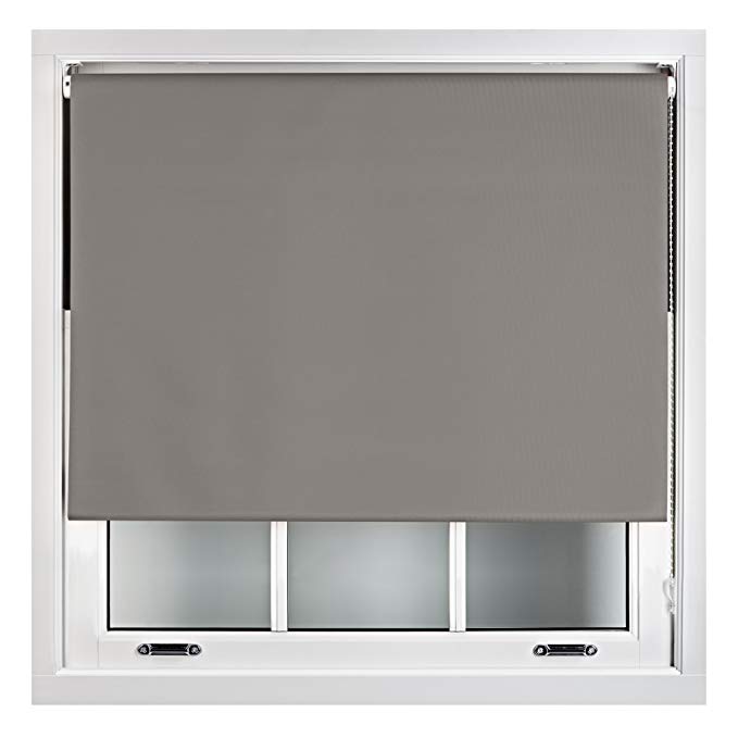 FURNISHED Blackout Roller Blind in Different Colours & Sizes - Trimmable - Dark Grey 120cm x 165cm