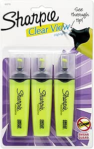 SHARPIE Clear View Chisel Tip Highlighters, Yellow (1904613)