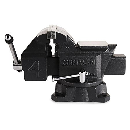 Craftsman 4 In. Bench Vise. Reversible Plates, 180-degree Swive,fast-securing Screws and Smooth Chrome-plated Steel Handle