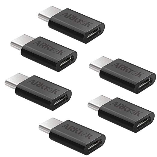 USB-C to Micro USB Adapter, ARKTEK USB Type C (Thunderbolt 3) to Micro USB (Female) Sync Charging Apple MacBook, Chromebook Pixel, Samsung Galaxy S8 S9, Google Pixel 2 XL More (Pack of 6, Black)