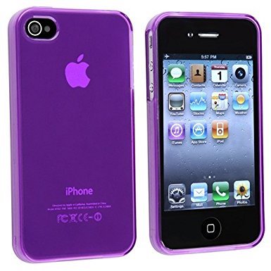 Generic Plain TPU Rubber Case Cover for Apple iPhone 4/4s - Non-Retail Packaging - Purple