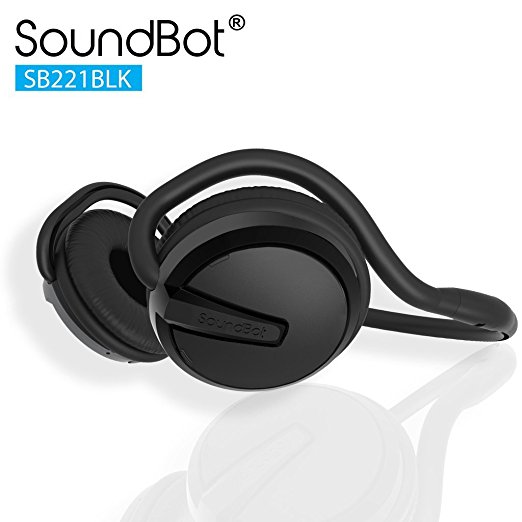 SoundBot SB221 HD Wireless Bluetooth 4.0 Headset Sports-Active Headphone for 20Hrs Music Streaming & 25Hrs HandsFree Calling w/ Sweat Resistant Ergonomic Secure-Fit Design & Voice Command Support