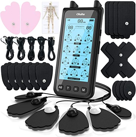 Ohuhu Tens Unit Muscle Stimulator: 36 Modes Rechargeable Tens- SM9079 Stimulator Machine- 18 Pads Electric EMS Unit Massager for Back Shoulder Legs Pain Relief Mother Father's Day Gift