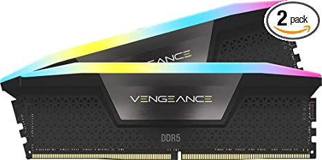 Corsair Vengeance RGB DDR5 32GB (2x16GB) 5200MHz C40 Intel Optimized Desktop Memory (Dynamic Ten-Zone RGB Lighting, Onboard Voltage Regulation, Custom XMP 3.0 Profiles, Tight Response Times) Black