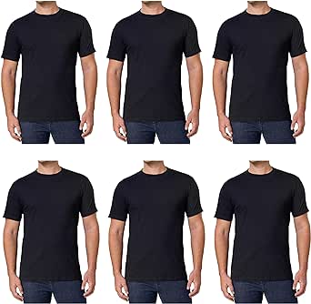 Kirkland Signature Men's Crew Neck Tee 100% Combed Heavyweight Cotton T-Shirts (Pack of 6)