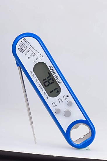 Alpha Grillers Instant Read Meat Thermometer - Best Waterproof Ultra Fast Thermometer with Backlight & Calibration. Digital Food Thermometer for Kitchen, Outdoor Cooking, BBQ, and Grill